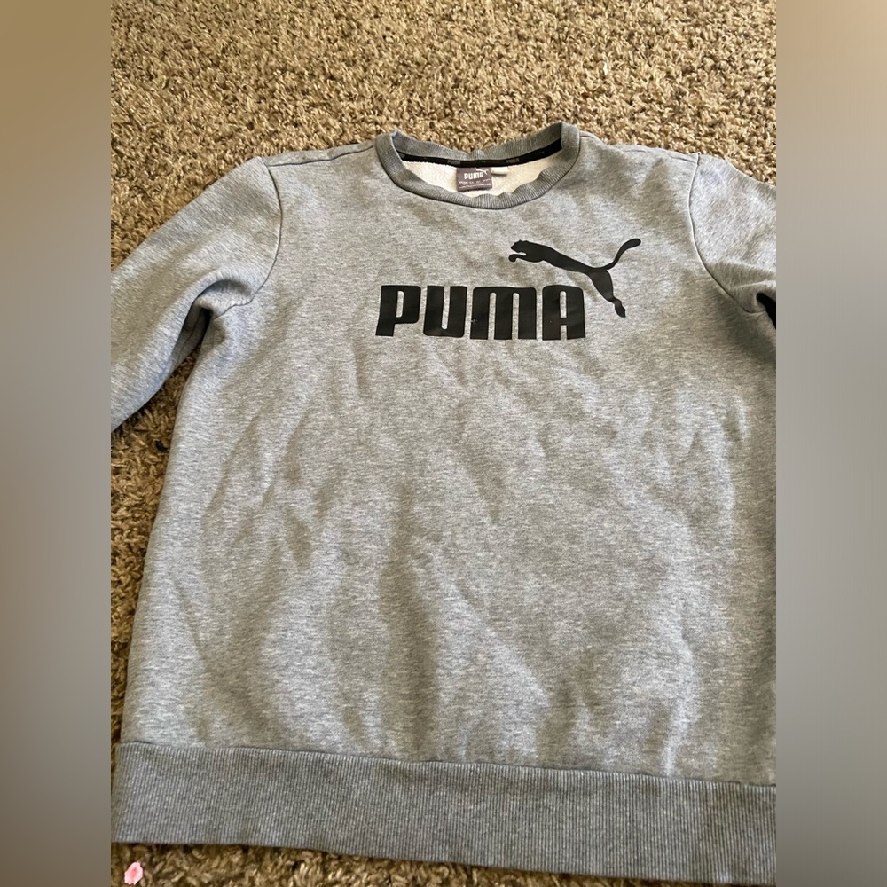 Essentials+ Two-Tone Big Logo Crew Neck Sweater Grey Puma